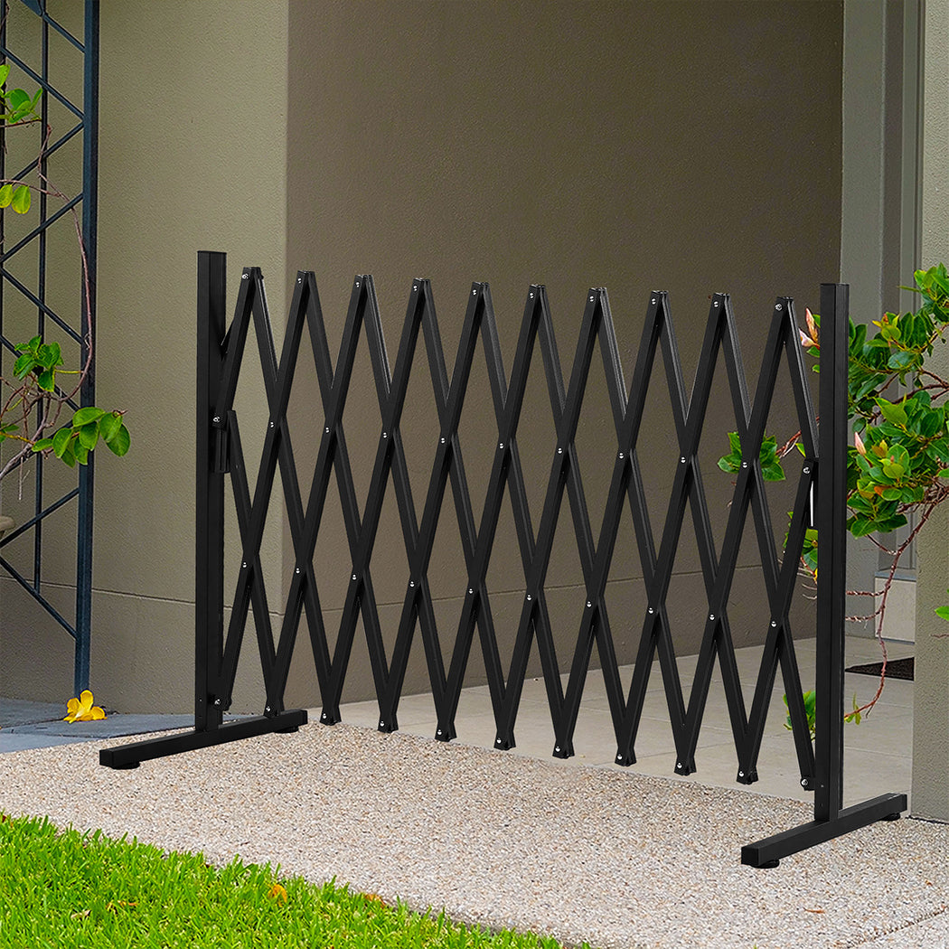 Garden Security Fence Gate Expandable Black-1886651053550735366