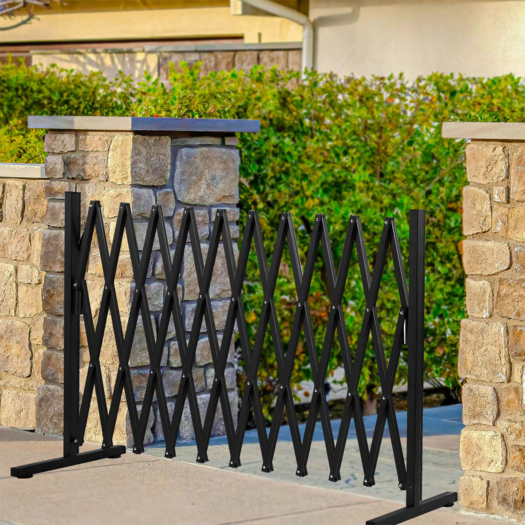 Garden Security Fence Gate Expandable Black-1886651053550735367